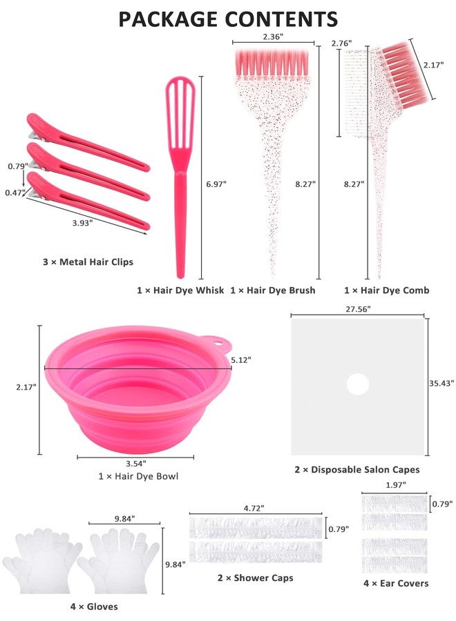 YOOVR 19PCS Hair Bleach Dye Kit with Hair Dye Brush and Bowl Whisk Hair Clips Protective Gear Set, Ideal for Hair Bleaching Coloring Highlighting, Essential Salon Supplies for Home Use (Pink) - Image 2